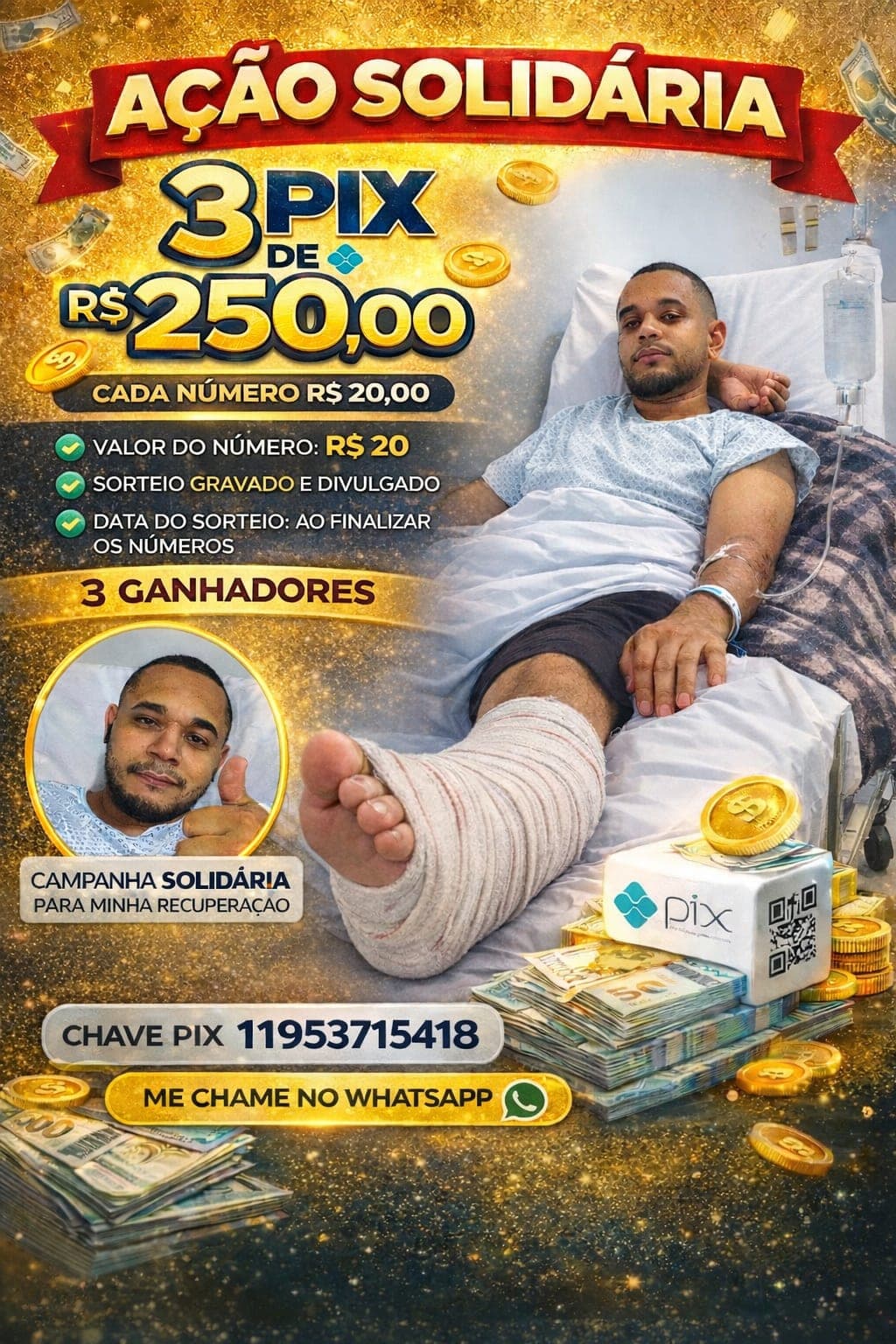 🎉 3 PIX DE R$250,00 – Ação Solidária