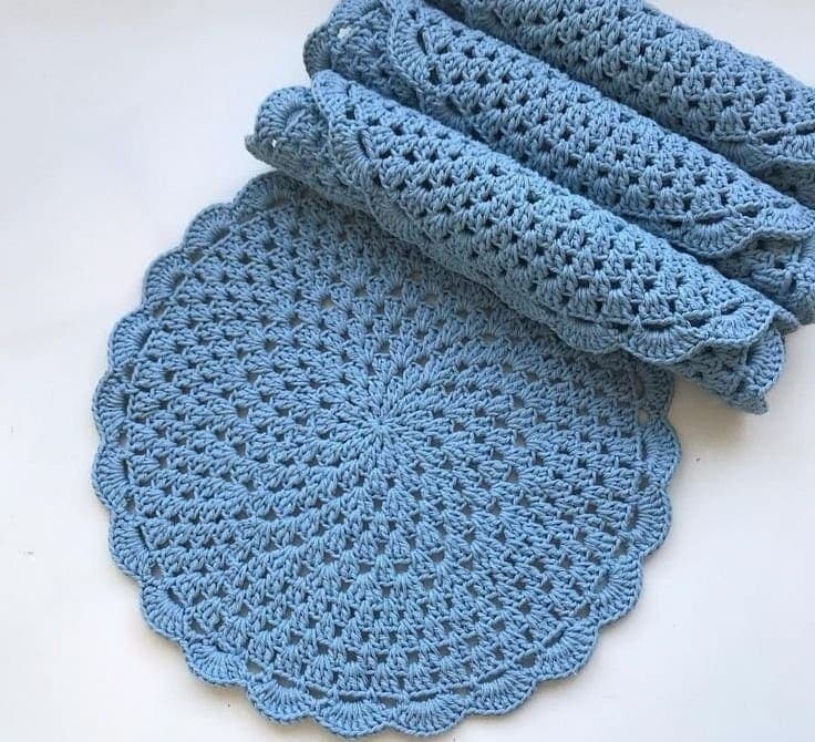jogo de sousplat artesanal com 4 peças🧶