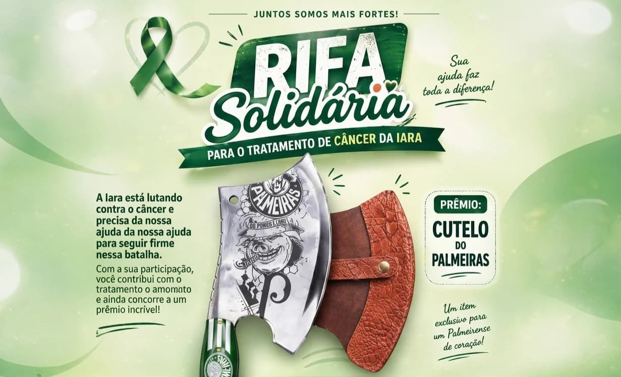 TRATAMENTO DE CÂNCER DA IARA ALTVATER - PRÊMIO: CUTELO PERSONALIZADO DO PALMEIRAS